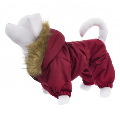 Yami-Yami одежда Комбинезон для собак с капюшоном на меховой подкладке бордовый размер L (спинка 35 см) лн26ос 0,100 кг 55952