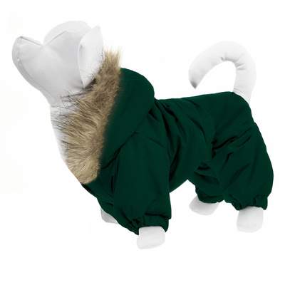 Yami-Yami одежда Комбинезон для собак с капюшоном на меховой подкладке тёмно-зелёный размер L (спинка 35 см) лн26ос 0,100 кг 55957