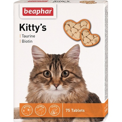 Beaphar Витамины д/кошек с таурином и биотином, сердечки (Kittys Taurine + Biotin), 75шт. (12509), 0,072 кг