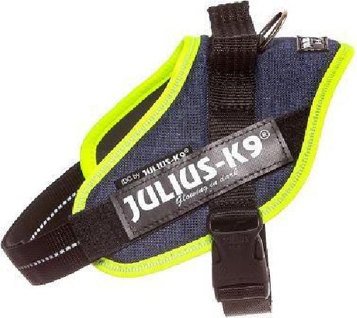 JULIUS-K9 шлейка для собак IDC®-Powerharness XSMini-Mini (40-53см 4-7кг), джинса-зеленый неон
