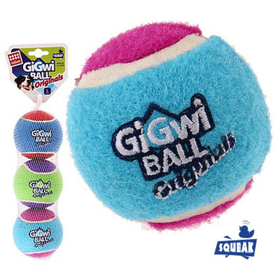 GiGwi Игрушка три мяча с пищалкой,теннисная резина,. 4,8 см. 75339 0,108 кг 42554