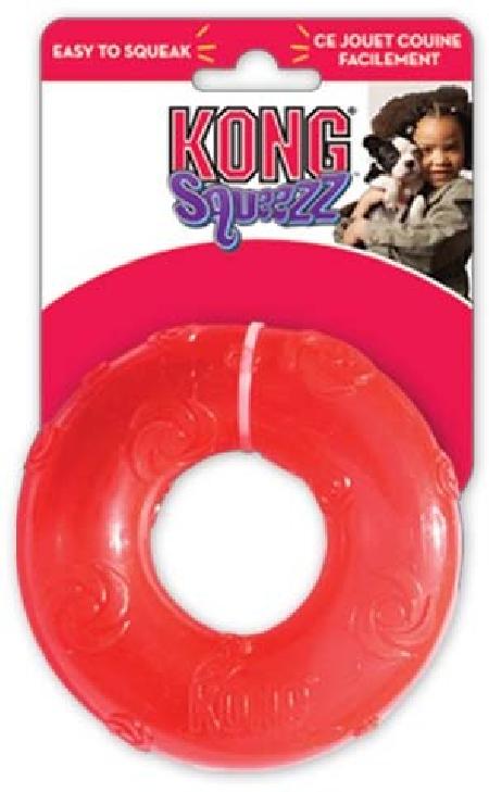 Kong игрушка для собак, Squeezz Кольцо резиновое с пищалкой L