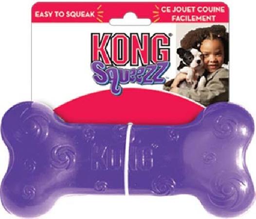 Kong игрушка для собак, Squeezz Косточка резиновая с пищалкой M
