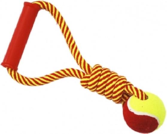 №1 ГР 874 Игрушка для собак Грейфер веревка плетеная с мячом и ручкой 30см
