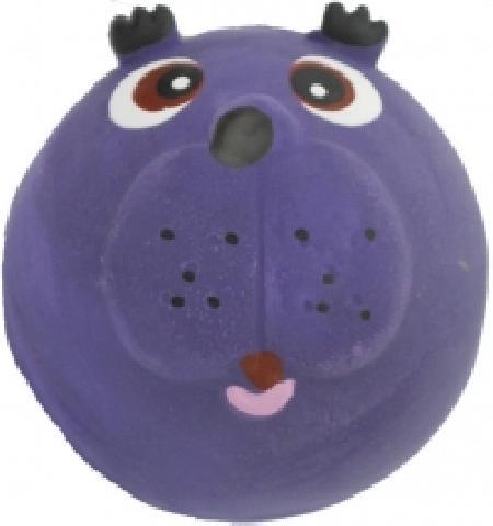 №1 ЛС 25 Игрушка для собак Мяч-мордашка фиолетовый с пищалкой латекс 6см