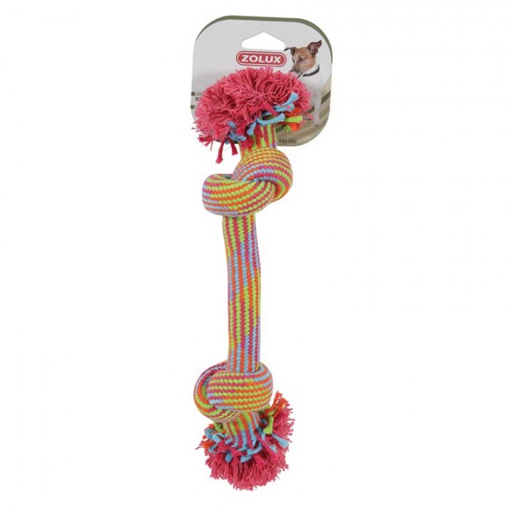 Zolux игрушка для собак, веревка с двумя узлами 25 см, цветная