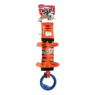 GiGwi Игрушка Тигр с пищалкой,веревкой и резиновым кольцом ,пожарный шланг,веревка,резина 75526 0,254 кг 42604