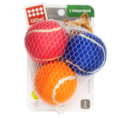 GiGwi Игрушка мяч с пищалкой маленький теннисный материал 0,107 кг 41366