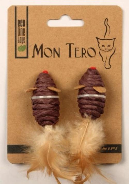 Mon Tero игрушка для кошек с кошачьей мятой Мышь с перьями 5 см, фиолетовый