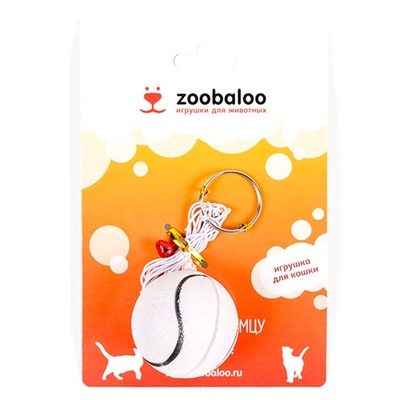 Zoobaloo Игрушка для кошек футбольный  мячик-погремушка на резинке 1 м (122), 0,1 кг 