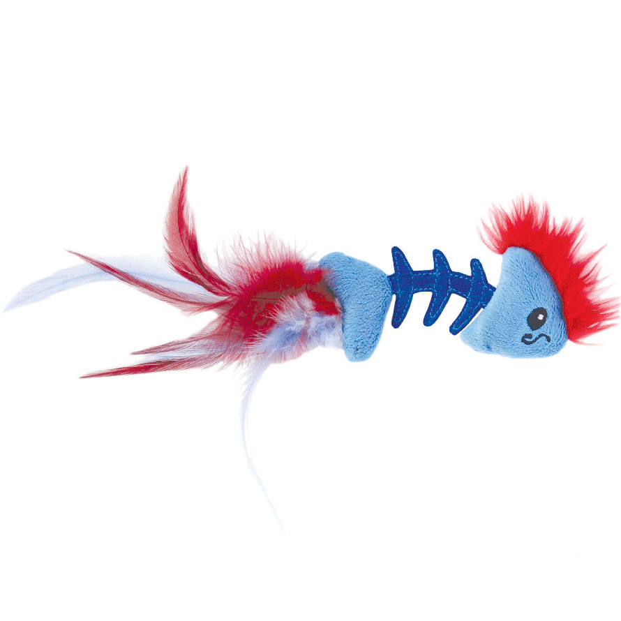Petstages Игрушка для кошек Play Fish Bone голубая | Feather Fish Bone 0,024 кг 38925