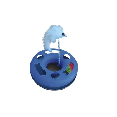 Homecat Игрушка для кошек Трэк пластиковый с мячиком и мышкой на пружине 24х8см 75940 0,417 кг 41685