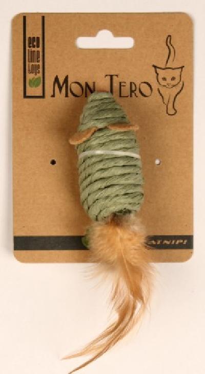 Mon Tero игрушка для кошек с кошачьей мятой Мышь с перьями 7,6 см, зеленый