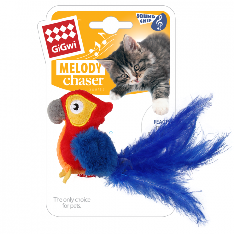 GiGwi Игрушка Попугай со звуковым чипом,текстиль,перо 75459 0,050 кг 42582