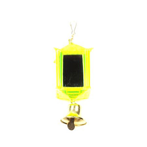 Beeztees Фонарик зеркальный с колокольчиком для птиц пластик желтый 10х3,5 см