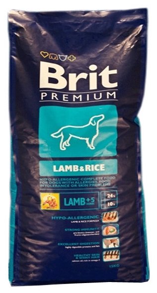 Brit Premium корм для собак с чувствительным пищеварением и проблемами кожи, ягненок и рис 18 кг
