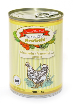 Franks ProGold консервы ВИА Консервы для кошек Аппетитный цыпленок (Delicious chicken Adult Cat Recipe) , 0,410 кг