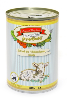 Franks ProGold консервы ВИА Консервы для кошек Нежные кусочки ягненка (Soft lamb bits Adult Cat Recipe), 0,410 кг