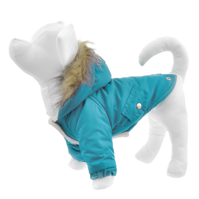 Yami-Yami одежда Парка для собак с капюшоном на меховой подкладке бирюзовый размер L (спинка 27-29 см) лн26ос 0,100 кг 55947