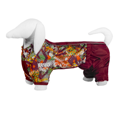 Yami-Yami одежда ВИА Дождевик для собаки с рисунком «Абстракция», бордо (спинка 45 см), Такса стандартная, на девочку лн26ос, 0,142 кг 