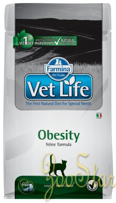 FARMINA вет.корма Сухой корм для кошек при ожирении Vet Life 4389 0,400 кг 39100, 7800100835