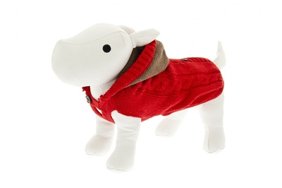 Ferribiella одежда Утепленная вязянная безрукавка с капюшоном  Альпы (красный, капюшон графит) на длину 39 см (DOLCE VITA IN LANA CON PILE ROSS) ABF86/39-R, 0,250 кг