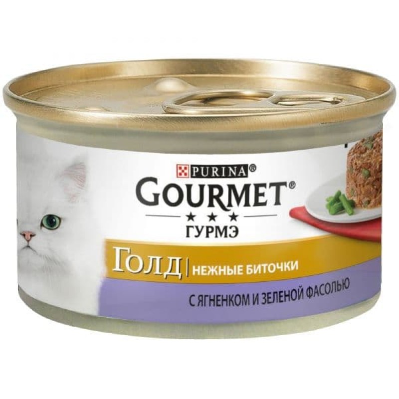 Gourmet ВВА Консервы паштет для кошек Gourmet Gold нежные биточки с ягненком и фасолью 1229640712439917 0,085 кг 24966