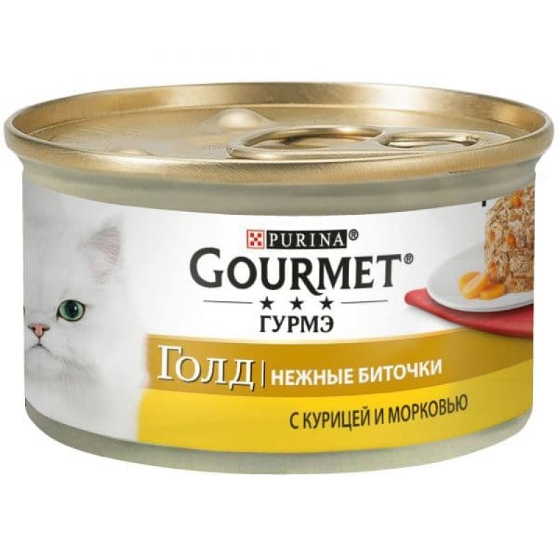 Gourmet Консервы паштет для кошек Gourmet Gold нежные биточки с курицей и морковью, 122964051231813912439952, 0,085 кг , 3100100786