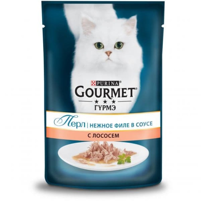 Gourmet Паучи для кошек Нежное филе с лососем (Gourmet Perl) 12222480123180191240202212439723 | Perle, 0,085 кг 