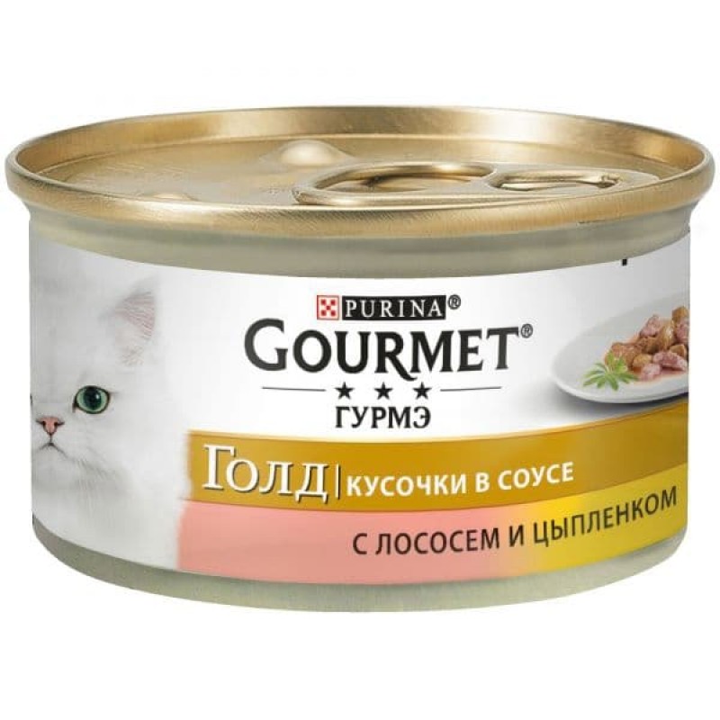 Gourmet Консервы Кусочки в соусе Gourmet Gold с курицей и лососем для кошек - 121094241231813412439968 | Gold , 0,085 кг, 21537, 4600100786