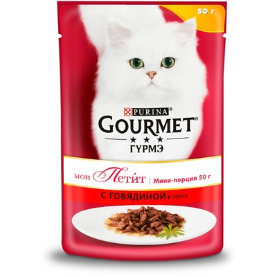 Gourmet ВВА Паучи Кусочки в соусе Mon Petit говядиной для кошек 12287078123193601243972512466702 0,050 кг 24905
