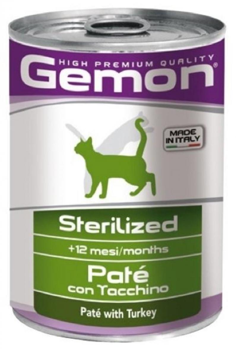 Gemon влажный корм для взрослых стерилизованных кошек всех пород, индейка 400 гр, 800100810