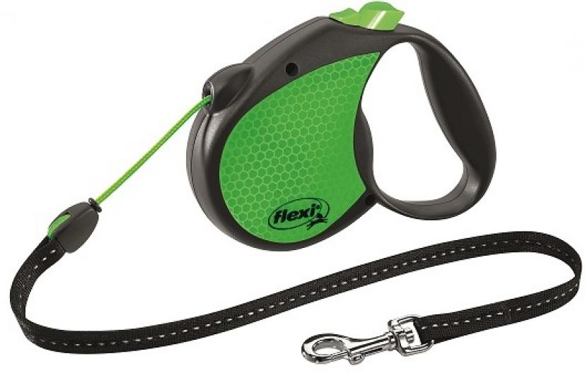 flexi рулетка Limited Edition  Neon Reflect S (до 12 кг) трос 5 м, зеленый, 8042601