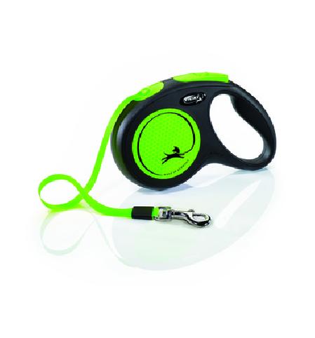 flexi Рулетка-ремень светоотражающая  для собак до 25кг 5м зеленая (New Neon M Tape 5m green) CL21T5.251.S NEOG 0,301 кг 44739