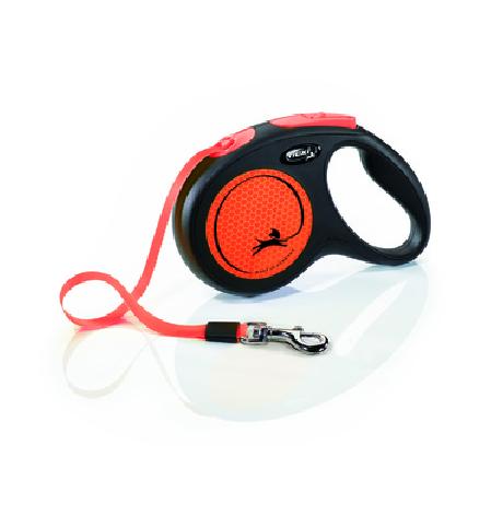 flexi Рулетка-ремень светоотражающая  для собак до 25кг 5м orange (New Neon M Tape 5m orange) CL21T5.251.S NEOOR 0,301 кг 44740