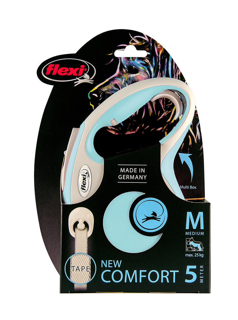 flexi Рулетка-ремень для собак до 25кг 5м голубая (New Comfort M Tape 5m light blue) CF20T5.251.HBL.20 0,301 кг 44727