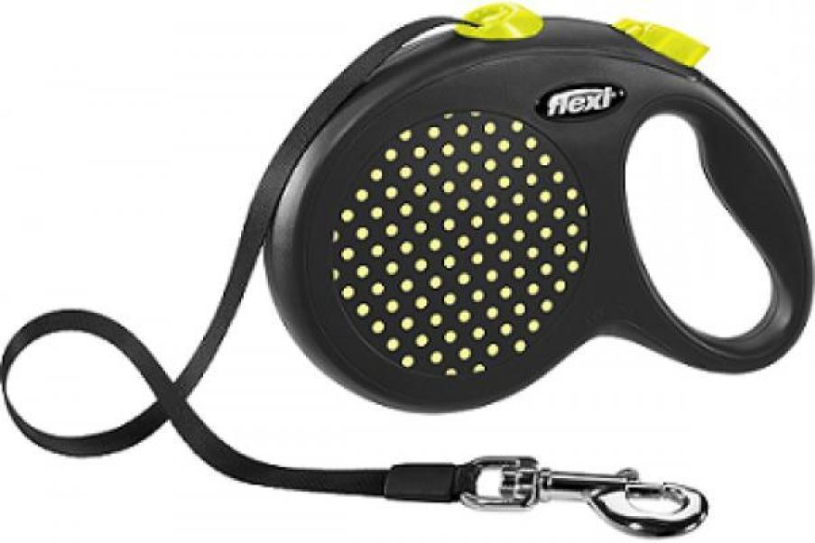 Flexi Design рулетка-ремень L (до 50кг), черный/желтый горох