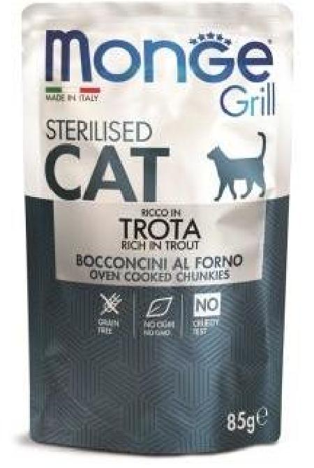 Monge Grill влажный корм для стерилизованных взрослых кошек всех пород, итальянская форель 85 гр
