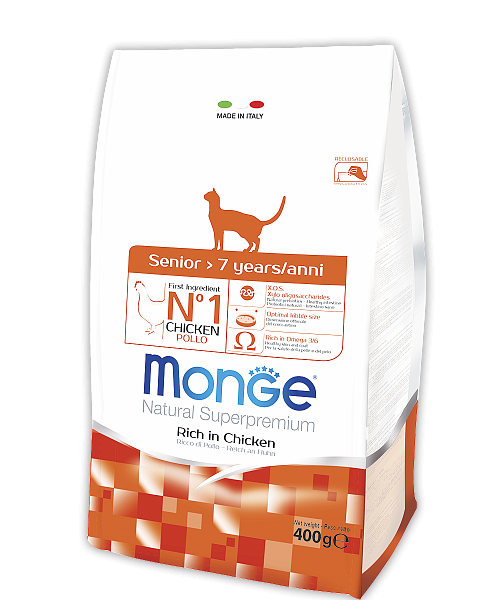 Monge Cat Senior корм для пожилых кошек всех пород, курица 400 гр
