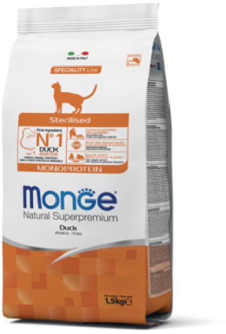 Monge Cat Monoprotein корм для стерилизованных взрослых кошек всех пород, утка 1,5 кг, 1700100816