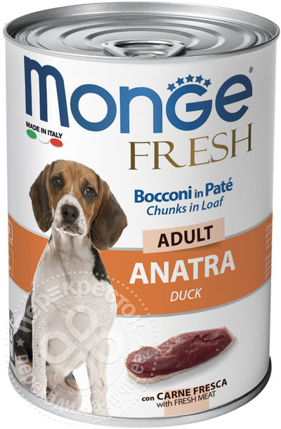 Monge Dog Fresh Chunks in Loaf консервы для собак мясной рулет из утки 400г, 70014564