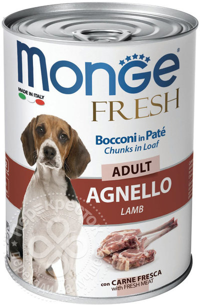 Monge Dog Fresh Chunks in Loaf консервы для собак мясной рулет из ягненка 400г, 70014571, 7200100817