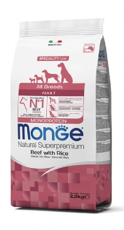 Monge Dog Monoprotein корм для взрослых собак всех пород, говядина и рис 12 кг