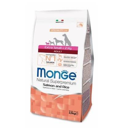 Monge Dog Speciality Extra Small корм для взрослых собак миниатюрных пород, лосось с рисом 2,5 кг, 3700100818