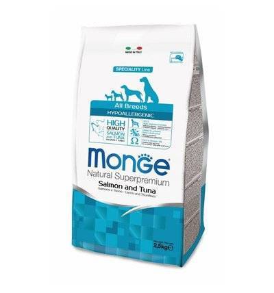 Monge Dog Speciality Hypoallergenic корм для собак гипоаллергенный, лосось с тунцом 2,5 кг