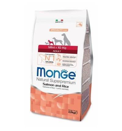 Monge Dog Speciality Mini корм для взрослых собак малых пород, лосось с рисом 2,5 кг, 4500100818