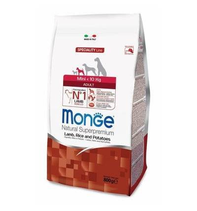 Monge Dog Speciality Mini корм для взрослых собак малых пород, ягненок с рисом и картофелем 800 гр