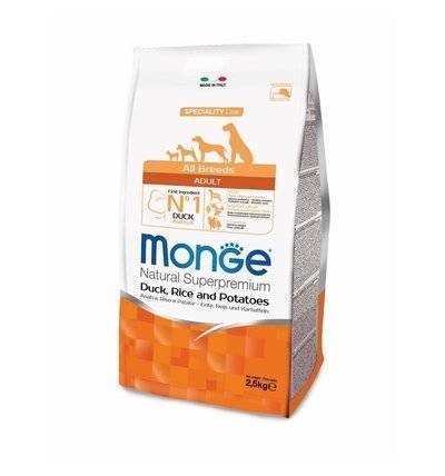 Monge Dog Speciality корм для собак всех пород и возрастов, утка с рисом и картофелем 2,5 кг