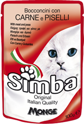 Simba Cat Pouch паучи для кошек мясо с горохом 100г, 700100819