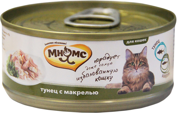 Мнямс влажный корм для взрослых кошек всех пород, тунец с макрелью 70 гр, 1900100827